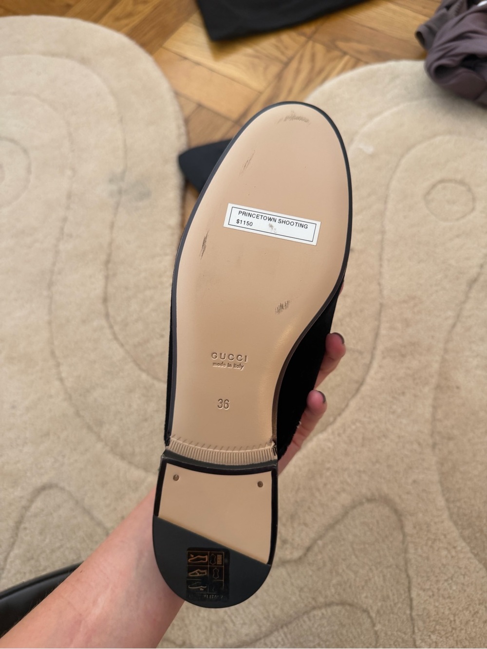 Gucci Princetown Black Velvet Star Loafers - Picture 2 of 2